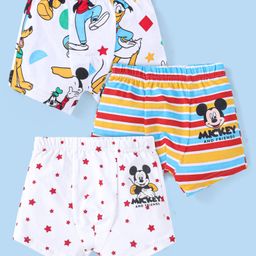 Babyhug Disney Interlock Knit Briefs With Mickey Mouse & Friends Graphics Pack Of 3 - White-image-95