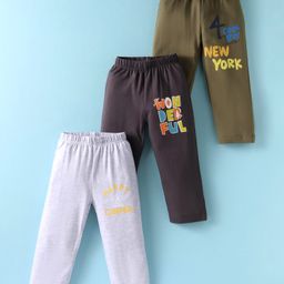 OHMS Sinker Knit Full Length Lounge Pants with Text Print Pack of 3 - Olive Green Grey & Black-picture-14