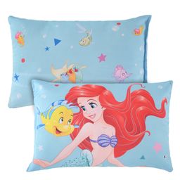 Kuber Industries Pack of 2 Kids Pillows for Boys & Girls | 12"x18" Microfiber Cushion & Pillow Filler for Sleeping Toddlers | Disney Mermaid -Sky Blue-51
