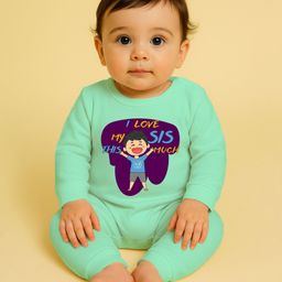 The Peppy Tend 100% Cotton Knit Rakshabandhan Theme Full Sleeves 1 Love My Sis This Much Text Printed Romper - Sea Green-image-50