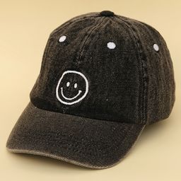 DukieKooky Cotton Smiley Face Embroidered Adjustable Baseball Cap - Black - Circumference 56 Cm-picture-15