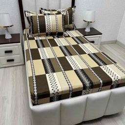 Pure Decor Lounge Fur Brown Printed 300TC Pure Cotton Single Bedsheet Set 1.73 m x 2.36 m-image-65