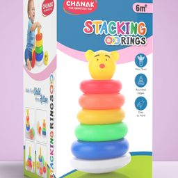 Aditi Toys Abs Plastic Stacking Ring Toy For Kids, Multicolor Color Ring Sorting And Stacker Game For Kids 6 pieces, Bis Approved image 2