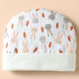 Ben Benny Interlock Knit Cap Mitten & Booties Set with Bunny Print White - Diameter 11 cm image 2