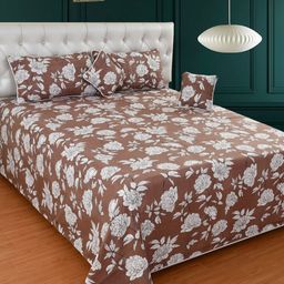 MORADO Floral Printed 210 TC Double King Bedsheet With 2 Pillow Covers & 2 Filled Cushions-image-50