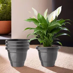 Kuber Industries Black Set Of 4 Plastic 2-Layer Planters image 1