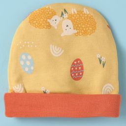 OHMS Interlock Knit Cap Mittens & Booties With Animal Print - Yellow image 3