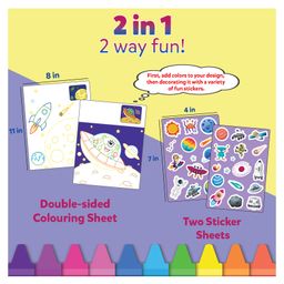 Little Berry My First Colouring Kit for Kids - Space Adventure | Colouring Set with Crayons & Stickers (Multicolour) image 3