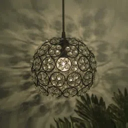 Homesake Black Round Shaped Metal Crystal Lamp - Set of 1-image-18