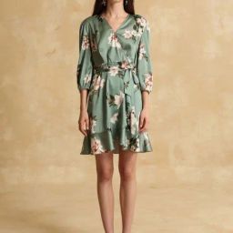 KAZO Green Floral Print Casual Dress-image-32