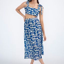 All Her Collective Women Abstract Printed Top & Skirt Co-Ord Set-image-41