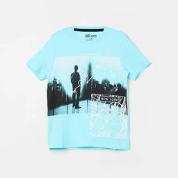 Fame Forever by Lifestyle Kids Sky Blue Cotton Printed T-Shirt-image-95