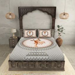 JaipurFabric Multicolor Pure Cotton 180 TC Double Bedsheet with 2 Pillow Covers-image-97