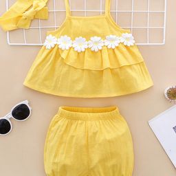 YK Girls Printed Shoulder Straps Top With Shorts-image-71
