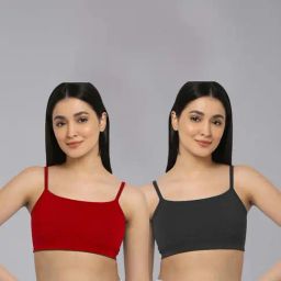 AROUSY Red & Black Cotton Beginner's Bra - Pack Of 2-picture-20