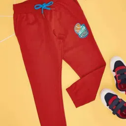 Pantaloons Junior Boys Fiery Red Cotton Solid Track Bottoms & Joggers-image-35