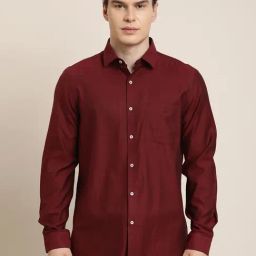Turtle Red Cotton Slim Fit Self Design Shirt-picture-25