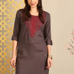 Anouk Women Floral Yoke Design Kurta-image-53