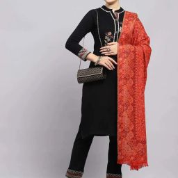 Monte Carlo Multicolored Regular Fit Self Pattern Shawl image 5