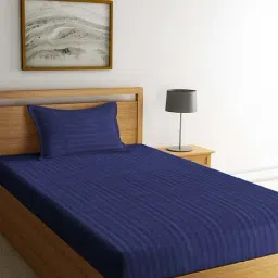 HOSTA HOMES Blue Cotton 180 TC Bed Sheet Set-image-128