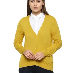 Van Heusen Yellow V Neck Cardigan-image-11