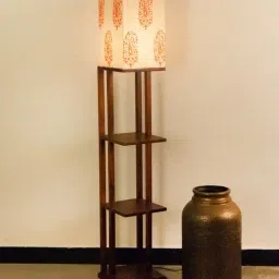 Fabindia Brown Sheesham Wood Sattva Floor Lamp-image-48