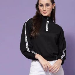 KASSUALLY Black Relaxed Fit Crop Sweatshirt-picture-40