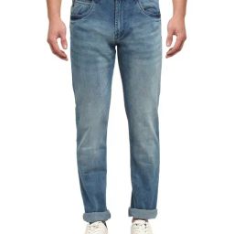 Cantabil Blue Regular Fit Heavily Washed Jeans-image-67