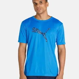 Puma Blue Printed Slim Fit T-Shirt-image-64