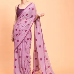 Suta Lavender Cotton Polka Dots Saree Without Blouse-picture-44