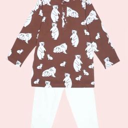 Be Awara Boys Brown Cotton Relaxed Fit Printed Kurta Set-picture-10