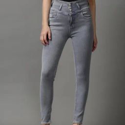 SHOWOFF Grey Solid High Rise Jeans-image-64