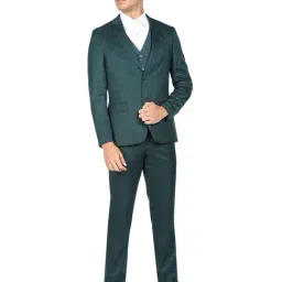 Ad By Arvind Green Regular Fit Self Pattern Three Piece Suit-image-5