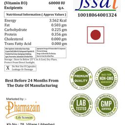 PHARMAZAIN LIFE SCIENCES Vitamin-D3 Softgel Capsules - 40 Capsules image 3