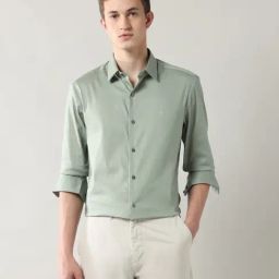 Arrow New York Green Cotton Slim Fit Shirt-image-90