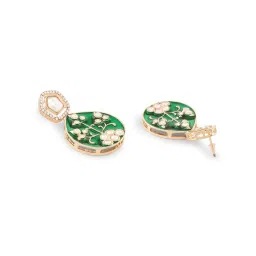 Zaveri Pearls Green Meenakari Dazzling Stones Kundan Dangle Earrings-ZPFK17323 image 5