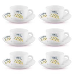 Larah by Borosil White Ceramic Opalware Cup and Saucer Set of 12 220ml-27