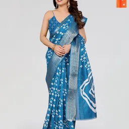 Moda Rapido Pack Of 2 Woven Design Zari Bandhani Saree-image-28