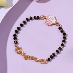 Elegante kids Sterling Silver Gold-Plated Artificial Beaded Link Bracelet-24