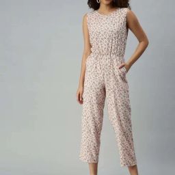 SHOWOFF Peach Floral Printed Jumpsuit-image-59