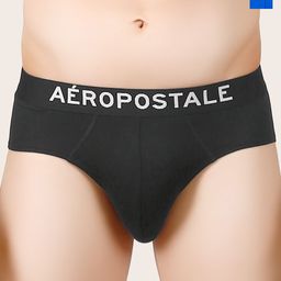 Aeropostale Pack Of 2 Mid-Rise Basic Briefs A_BLBF01-BLK/LMGS-13