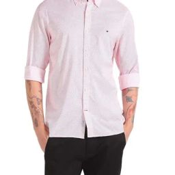 Tommy Hilfiger Optic White & Fierce Red Printed Slim Fit Shirt-picture-42
