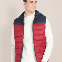 U.S. Polo Assn. Red Regular Fit Colour Block Hooded Jacket-picture-22