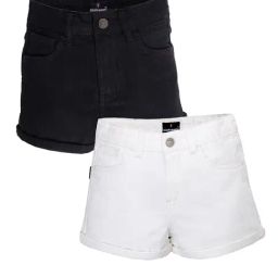Kiddopanti Girls Black & White Denim Shorts - Pack of 2-image-51