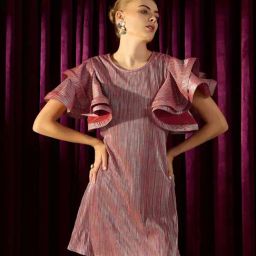 Stylecast X Kassually Pink Bodycon Fit Striped Dress-picture-18