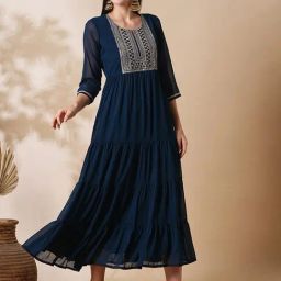 Globus Teal Embellished Midi Dress-image-15