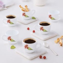 Larah by Borosil Multicolor Ceramic Opalware Tea Cup - Set of 6 90ml-21