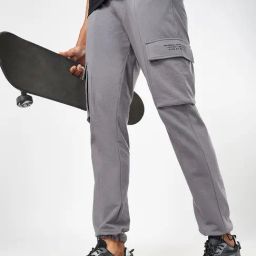 Street 808 by Pantaloons Dark Grey Cotton Relaxed Fit Track Pants-image-27