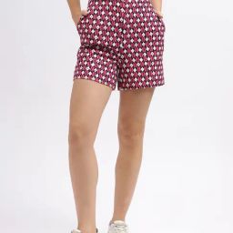 Elle Pink Printed Relaxed Fit Shorts-picture-33