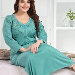 For You For Me Women Embroidered Maxi Maternity Nightdress-92